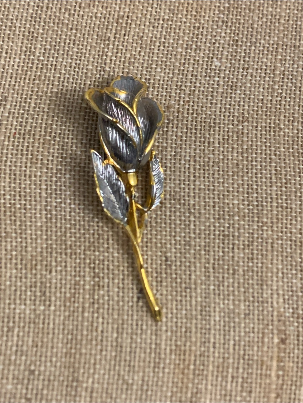 Vintage 60s Gold & Silver Rose Brooch Pin - Elegant Women's Jewelry
